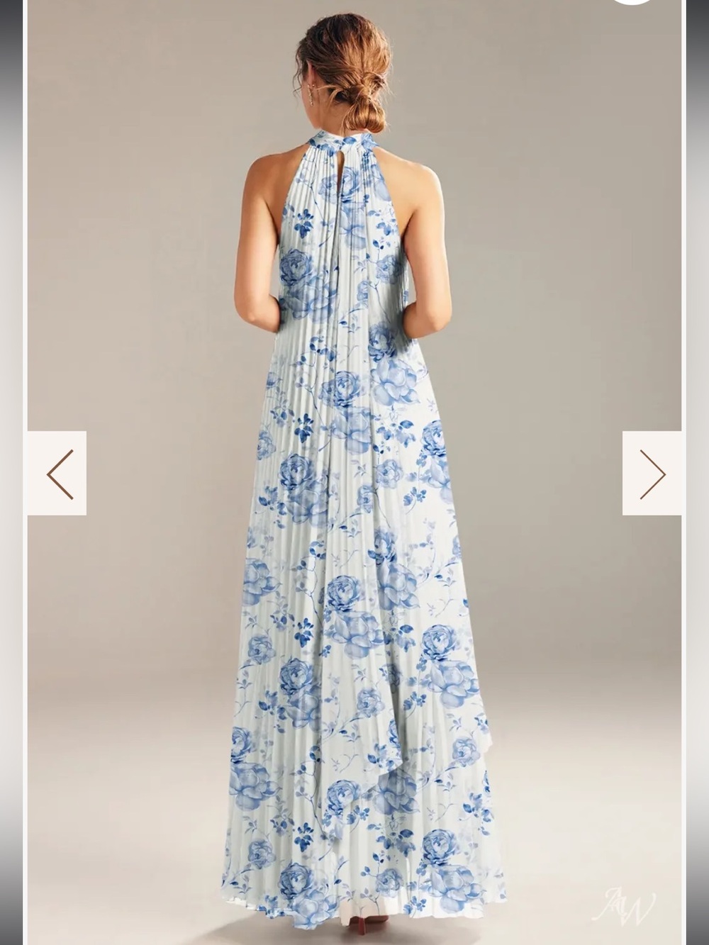 New AW Bridal Louise  Blue Botanical Floral Pleated Gown 6 - Picture 4 of 9